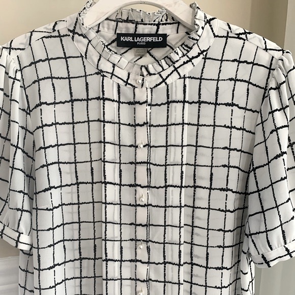 Karl Lagerfeld Paris size L plaid blouse - Picture 5 of 16